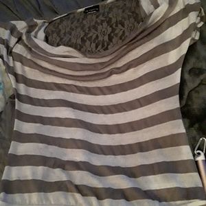 Brown.amd white stripe lightweight sweater